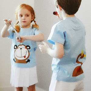 25411-원숭이-블루(상의:14000원/하의(곤):14000원/하의(백):27000원)-교사용있음 어린이날티셔츠