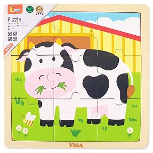 28793-비가(VIGA) 9피스퍼즐 - 젖소 /원목퍼즐 영유아퍼즐