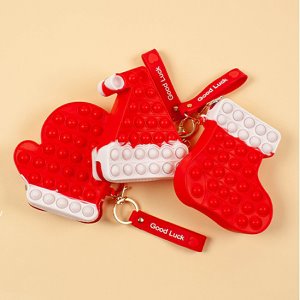 31629-크리스마스산타키링가방(파우치+키링+팝잇 3in1) 푸시팝 타입랜덤  /크리스마스선물 성탄절 산타선물