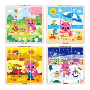 33060-핑크퐁 사계절퍼즐 (봄, 여름, 가을, 겨울) / 원목퍼즐 핑크퐁퍼즐 아기상어 직소퍼즐 그림맞추기