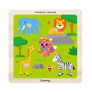 33068-핑크퐁 베베 꼭지퍼즐 - 야생(P395)/ 야생동물퍼즐 정글 동물 모양퍼즐 원목퍼즐 아기상어 도형맞추기 모양맞추기 끼우기  영어단어 사물이름