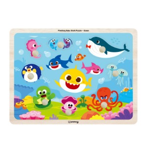 33063-핑크퐁 아기상어 꼭지퍼즐 - 해양(P393)/ 바다퍼즐 모양퍼즐 원목퍼즐 물고기퍼즐 도형맞추기 모양맞추기 끼우기  영어단어 사물이름