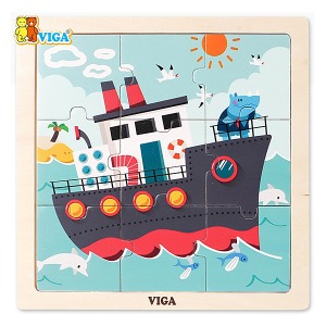 33182-비가(VIGA) 9피스퍼즐 배 (V44630)/원목퍼즐 영유아퍼즐 직소퍼즐 교통퍼즐