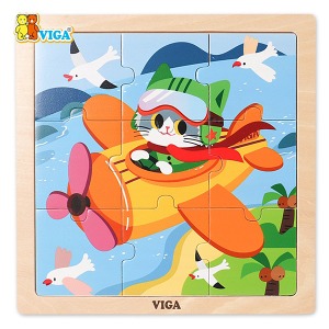 33181-비가(VIGA) 9피스퍼즐 비행기 (V44632)/원목퍼즐 영유아퍼즐 직소퍼즐 교통퍼즐