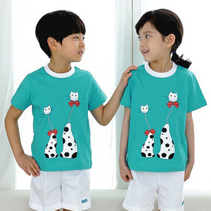 22215-[어린이날티셔츠]고양이 티셔츠(비취색)-mire-i